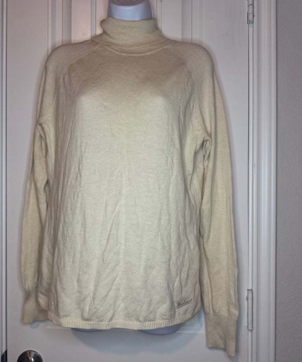 Woolrich Women's Cream Mock‎ Neck Cotton Blend Long Sleeve Sweater